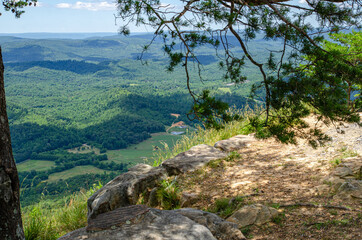 mountain landscape with blue sky and clouds