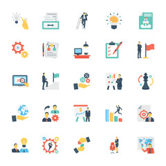 Fototapeta na wymiar Human Resources and Management Colored Vector Icons 9