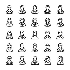 Fototapeta premium Avatars Line Vector Icons 2