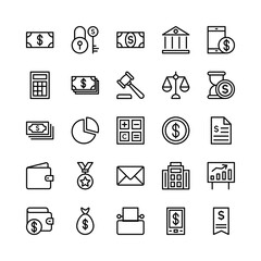 Fototapeta premium Banking and Finance Outline Vector Icons 1