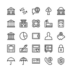 Banking and Finance Outline Vector Icons 3