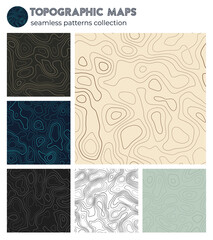 Topographic maps. Awesome isoline patterns, seamless design. Powerful tileable background. Vector illustration.