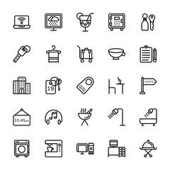 
Traveling and Hotel Line Vector Icons 
