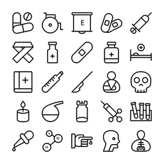 Medical, Health and Hospital Line Vector Icons 2