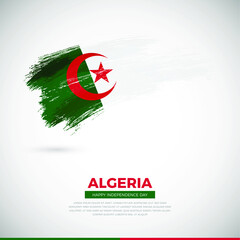Happy independence day of Algeria country. Elegant grunge brush of Algeria flag illustration