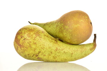 Juicy, sweet pear, macro, on a white background.