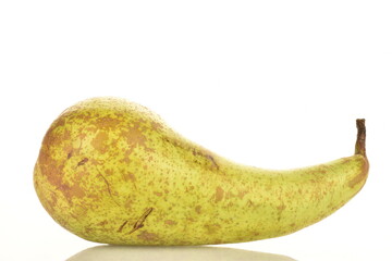 Juicy, sweet pear, macro, on a white background.