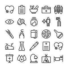 Medical, Health and Hospital Line Vector Icons 11