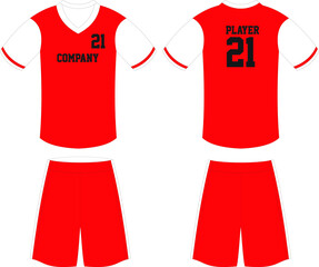 Naklejka premium Custom Design Basketball uniform mockups templates design for basketball club t-shirt mockup for basketball jersey. Front view, back view and side view basketball shirt and shorts vector 