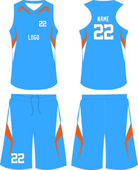 Custom Design Basketball uniform sleeveless mockups templates design for basketball club t-shirt mockup for basketball jersey. Front view, back view and side view basketball shirt and shorts vector 