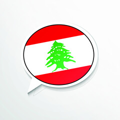 Elegant Lebanon country flag on speech bubble. Abstract languages concept flat illustration