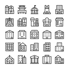 Buildings, Landmarks Line Vector Icons 11