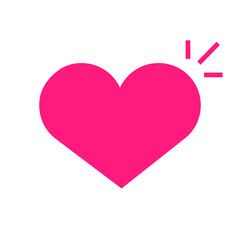 Heart love passion icon or healthy good feel symbol pink color isolated on white background, concept of alive happy heart beat sign flat cartoon image