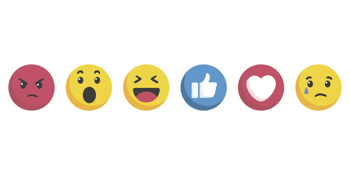 Emoji Feeling Faces Vector. Communication Chat Elements in yellow ball flat face. Lovely social media icon stickers. 