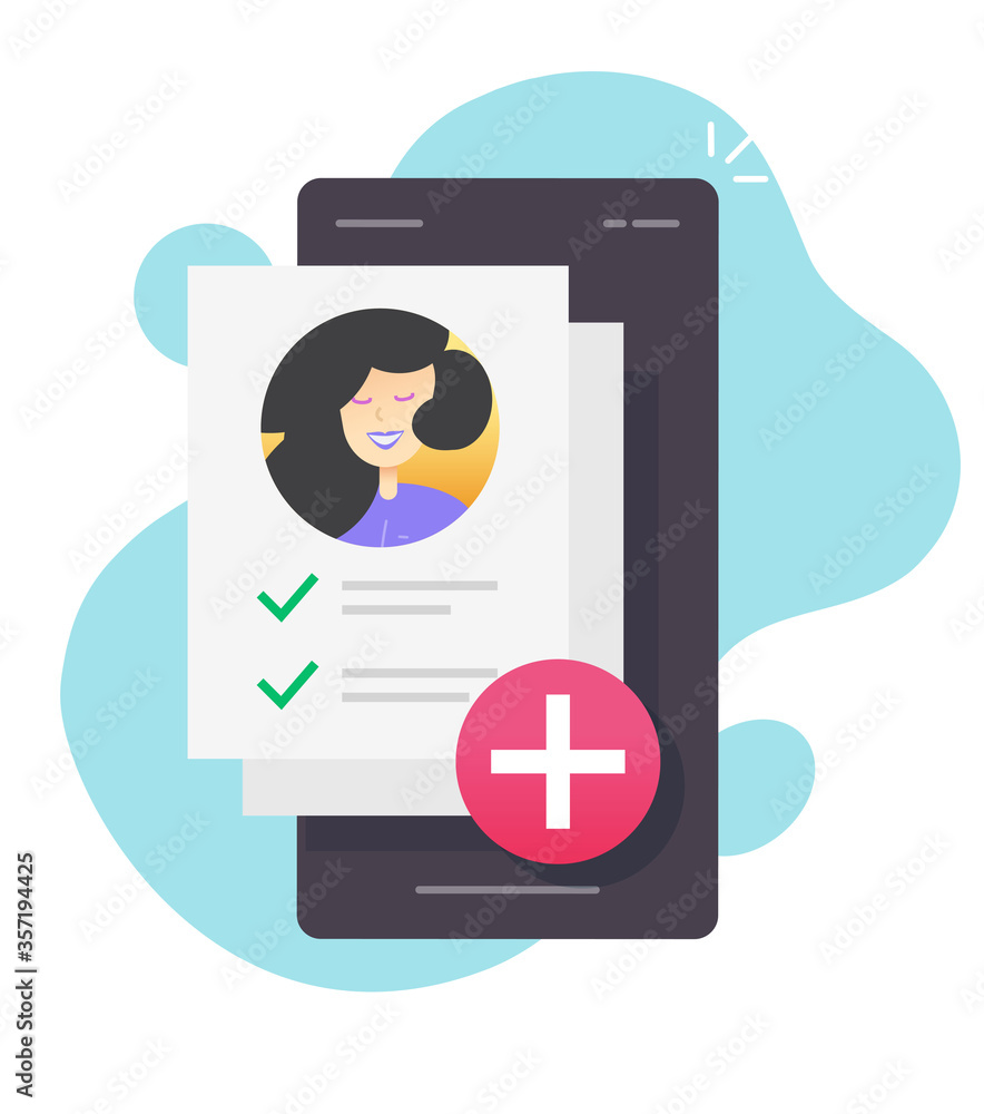 Poster health medical document check up list online on mobile phone or smartphone web internet digital pape