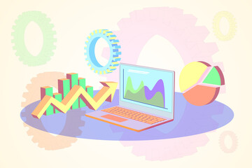 Online Analytics, statistics, development, audit, research concept, isometric illustration