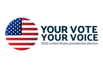 The 2020 United States Presidential Election concept. Template for background, banner, card, poster with text inscription. Vector EPS10 illustration.