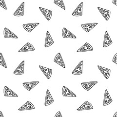 Seamless pattern with pizza.  A seamless food texture. 