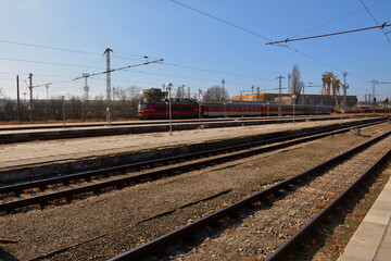 Fototapeta na wymiar Railway. Bulgaria. Rails, sleepers, semaphores