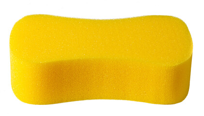 yellow sponge for washing the body in the bathroom