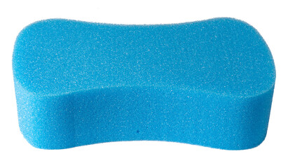 blue sponge for body wash in the bathroom
