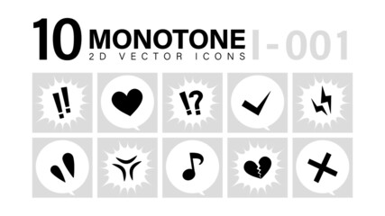 MONOTONE 2D VECTOR ICONS i-001