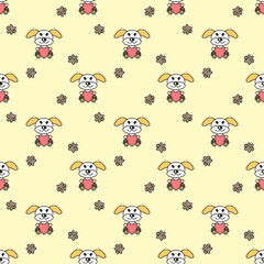 Fototapeta na wymiar Seamless pattern with dogs. Vector background for kids
