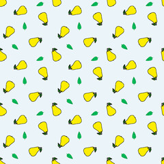 Seamless pear pattern. Vector. Cartoon background for kids