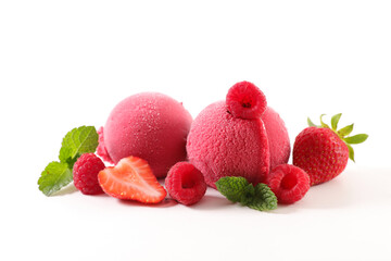 berry fruit ice cream with raspberry and strawberry