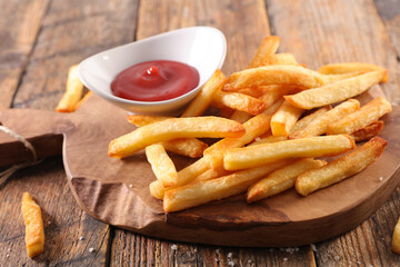 plate of french fries and ketchup