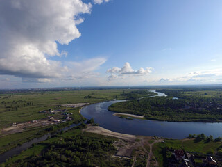 Aerial view of the saburb landscape (drone image). Near Kiev