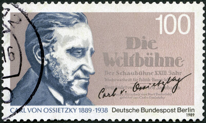GERMANY - 1989: shows Carl von Ossietzky (1889-1938), 1989