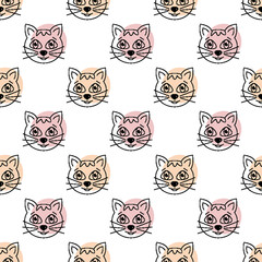 Fototapeta premium Seamless Pattern Cats. cartoon cat background. Good for wallpaper, design for fabric and decor. 