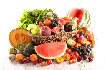 assorted of fruit and vegetable in wicker basket