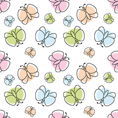 butterfly pattern seamless.  cartoon butterfly background. Good for  wallpaper, design for fabric and decor.  