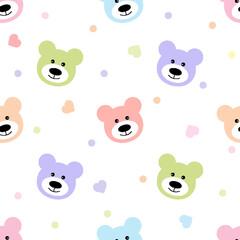 bears  Seamless Pattern.  cartoon baby bears background. Good for  wallpaper, design for fabric and decor. 