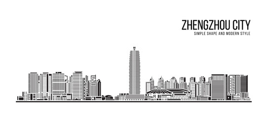 Cityscape Building Abstract Simple shape and modern style art Vector design -   Zhengzhou city