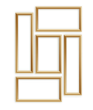 Wooden vector photo frame collection. 3D picture frame design vector for image or text
