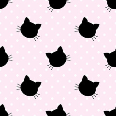 Cat Seamless Pattern.  cartoon cats background. Good for  wallpaper, design for fabric and decor. 