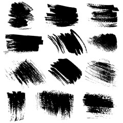 Textured brush strokes drawn ink  set1