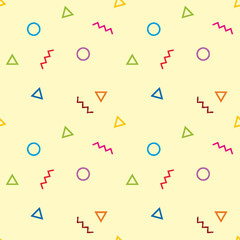 Geometric Seamless  pattern with black and white. Form a triangle, a line, a circle. 