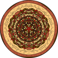 Brown mandala with geometric pattern