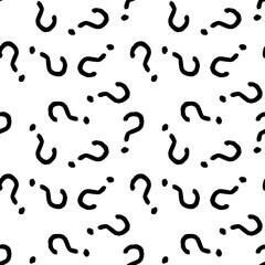 Question marks seamless pattern . question hand drawn background. 
