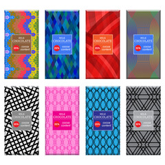 Naklejka premium Set of Different Milk Chocolate Bar Isolated on White Background. Sweet Food Collection. Package Mock up.