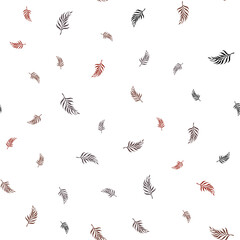 Dark Red vector seamless natural background with leaves.