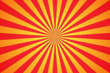 Orange Sunburst Pattern Background. Rays. Radial. Summer Banner. Vector Illustration