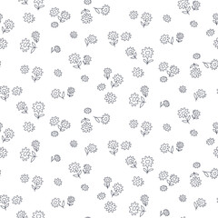 Seamless pattern of small flowers on white. Floral vector background