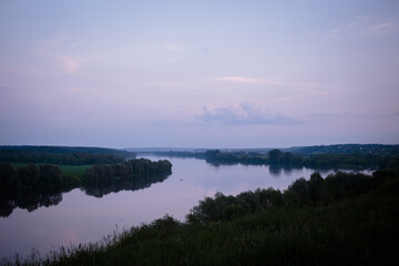 River in the sunset time, beautiful landscape. Summertime. 