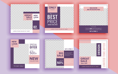 Set of sale banner template design. Vector illustration.