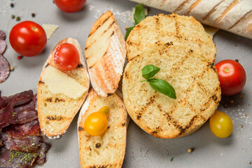Bruschetta with cherry tomatoes.